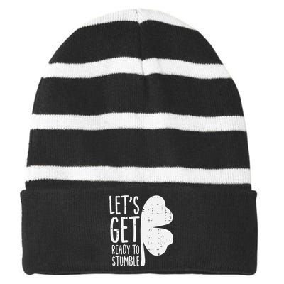 Ready To Stumble Saint Pattys Irish St Patrick Day Striped Beanie with Solid Band