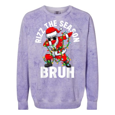 Rizz The Season Bruh Christmas Rizzmas Santa Claus Rizzler Colorblast Crewneck Sweatshirt