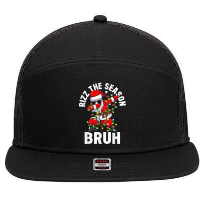 Rizz The Season Bruh Christmas Rizzmas Santa Claus Rizzler 7 Panel Mesh Trucker Snapback Hat