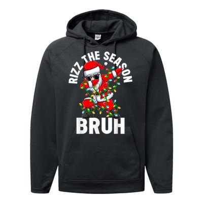 Rizz The Season Bruh Christmas Rizzmas Santa Claus Rizzler Performance Fleece Hoodie