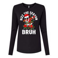 Rizz The Season Bruh Christmas Rizzmas Santa Claus Rizzler Womens Cotton Relaxed Long Sleeve T-Shirt