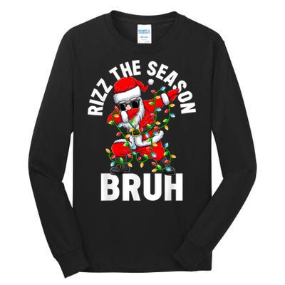 Rizz The Season Bruh Christmas Rizzmas Santa Claus Rizzler Tall Long Sleeve T-Shirt