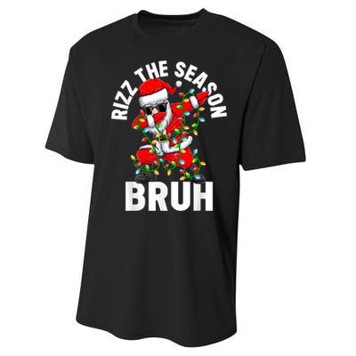 Rizz The Season Bruh Christmas Rizzmas Santa Claus Rizzler Performance Sprint T-Shirt