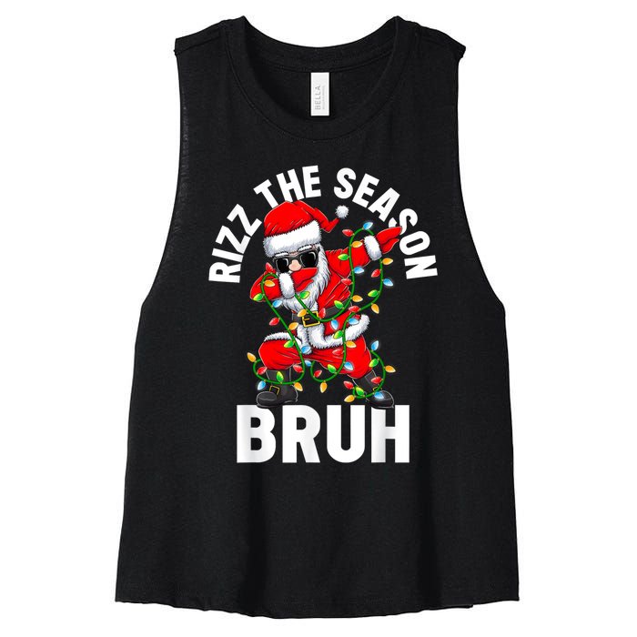 Rizz The Season Bruh Christmas Rizzmas Santa Claus Rizzler Women's Racerback Cropped Tank