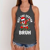 Rizz The Season Bruh Christmas Rizzmas Santa Claus Rizzler Women's Knotted Racerback Tank