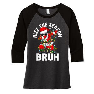 Rizz The Season Bruh Christmas Rizzmas Santa Claus Rizzler Women's Tri-Blend 3/4-Sleeve Raglan Shirt