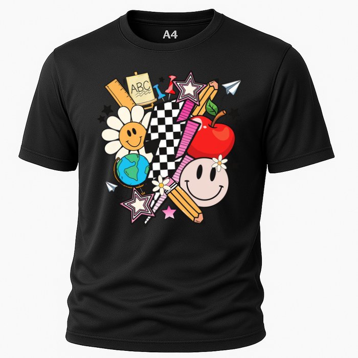 Retro Teacher Sublimation Cute Teacher Back To School Meaningful Gift Cooling Performance Crew T-Shirt