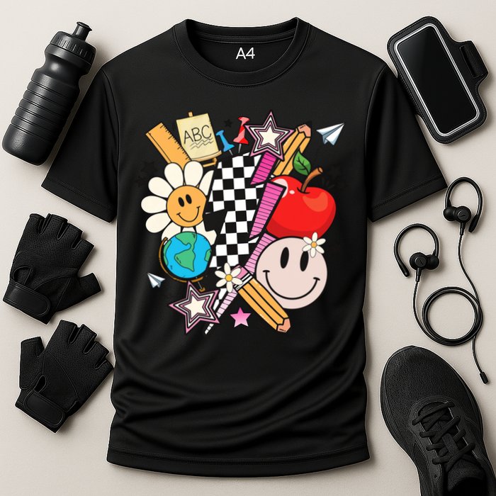 Retro Teacher Sublimation Cute Teacher Back To School Meaningful Gift Cooling Performance Crew T-Shirt