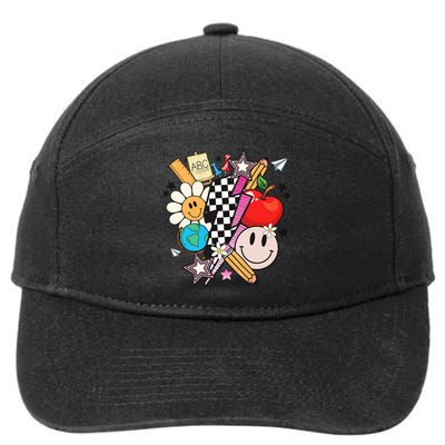 Retro Teacher Sublimation Cute Teacher Back To School Meaningful Gift 7-Panel Snapback Hat