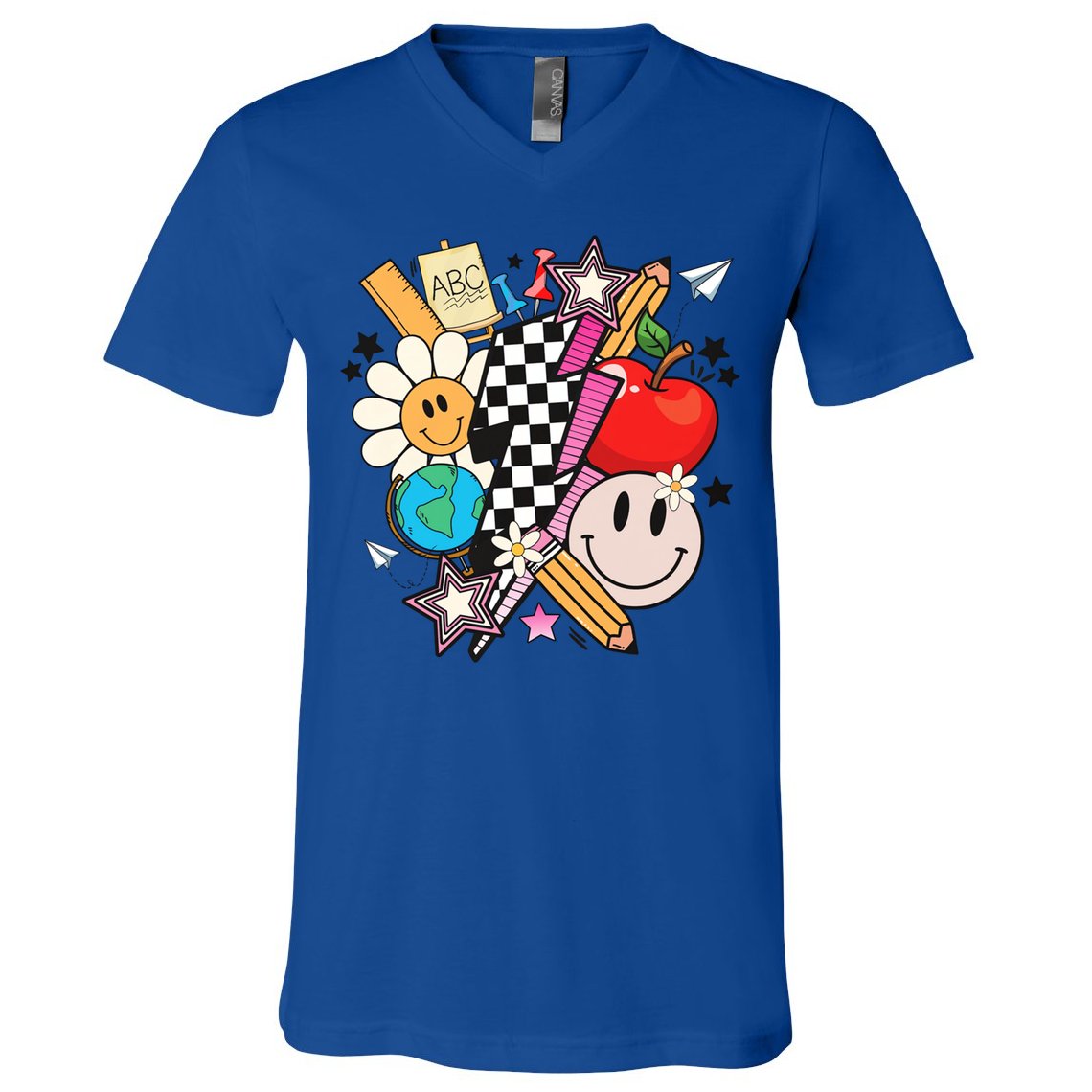 Retro Teacher Sublimation Cute Teacher Back To School Meaningful Gift V-Neck T-Shirt