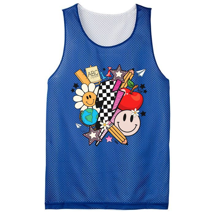 Retro Teacher Sublimation Cute Teacher Back To School Meaningful Gift Mesh Reversible Basketball Jersey Tank