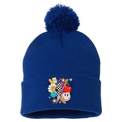Retro Teacher Sublimation Cute Teacher Back To School Meaningful Gift Pom Pom 12in Knit Beanie