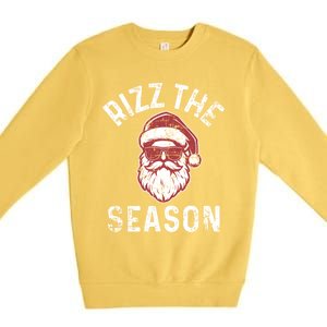 Rizz The Season Funny Christmas Rizzmas Santa Claus Rizzler Gift Premium Crewneck Sweatshirt