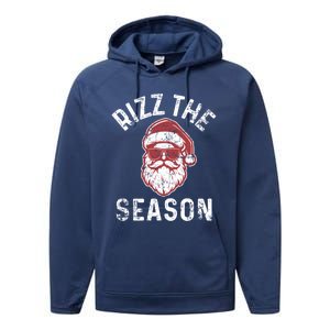 Rizz The Season Funny Christmas Rizzmas Santa Claus Rizzler Gift Performance Fleece Hoodie