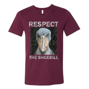 Respect The Shoebill African Bird Aztec Mayan Bird Lover V-Neck T-Shirt