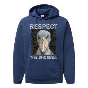 Respect The Shoebill African Bird Aztec Mayan Bird Lover Performance Fleece Hoodie