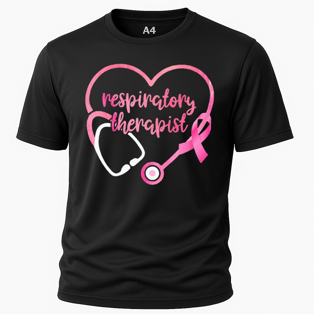 Respiratory Therapist Stethoscope Pink Ribbon Breast Cancer Performance Shirt