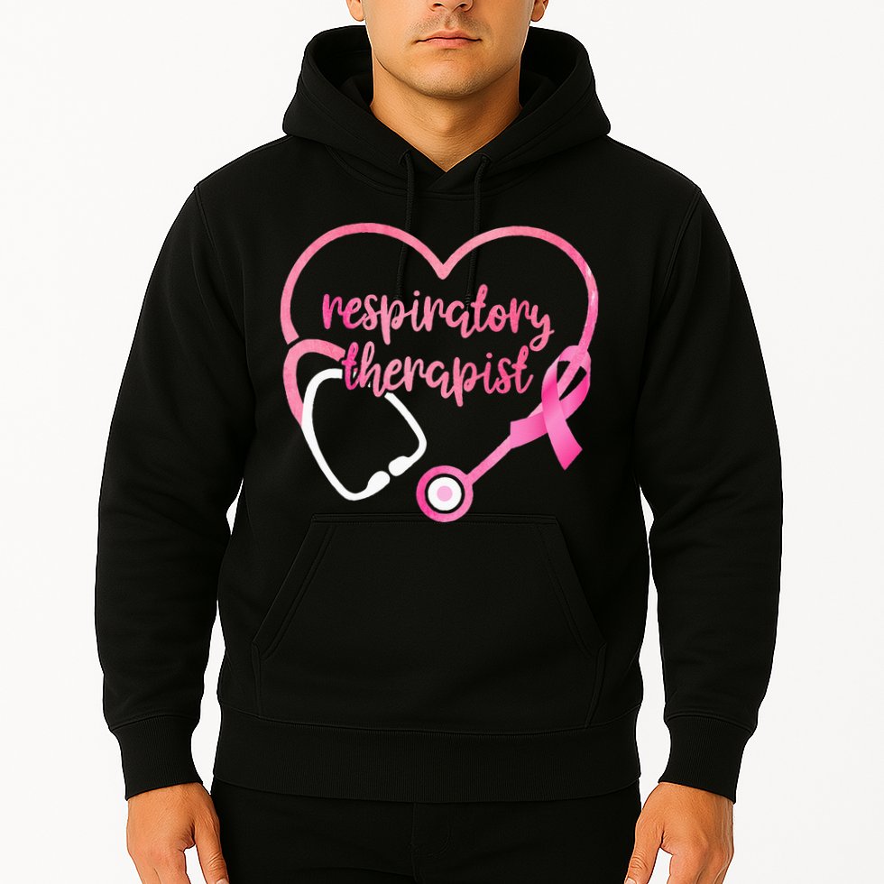 Respiratory Therapist Stethoscope Pink Ribbon Breast Cancer Hoodie