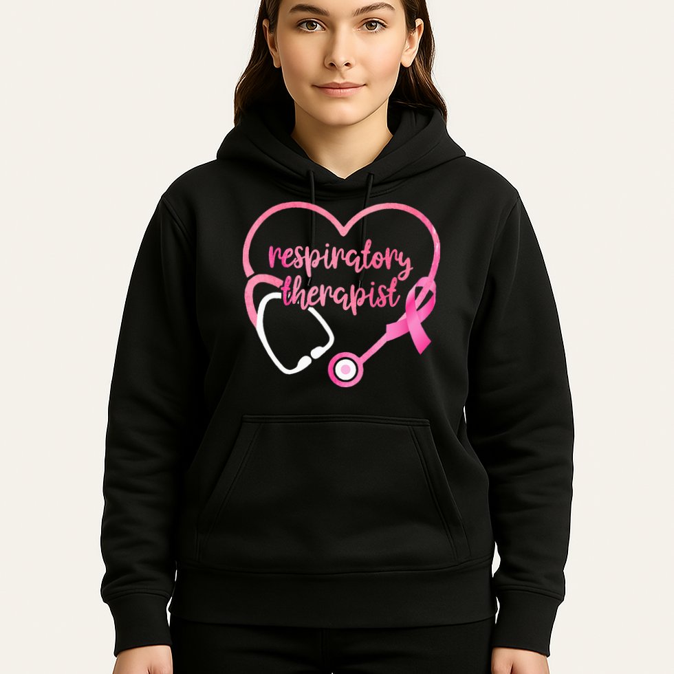 Respiratory Therapist Stethoscope Pink Ribbon Breast Cancer Hoodie