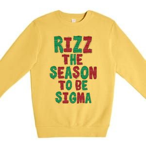 Rizz The Season Funny Gen Alpha Slang Christmas Teacher Premium Crewneck Sweatshirt