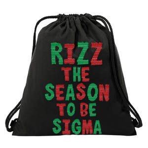 Rizz The Season Funny Gen Alpha Slang Christmas Teacher Drawstring Bag