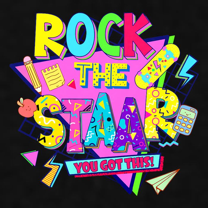 Rock The Staar Test Testing Day Retro Groovy Teacher Stars Ladies PosiCharge Tri-Blend Wicking Tank