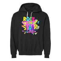 Rock The Staar Test Testing Day Retro Groovy Teacher Stars Garment-Dyed Fleece Hoodie