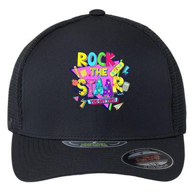 Rock The Staar Test Testing Day Retro Groovy Teacher Stars Flexfit Unipanel Trucker Cap