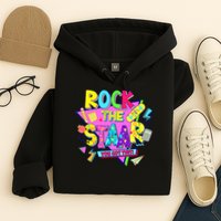 Rock The Staar Test Testing Day Retro Groovy Teacher Stars Hoodie
