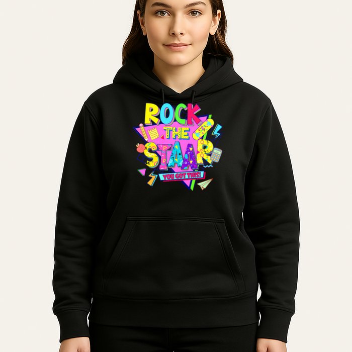 Rock The Staar Test Testing Day Retro Groovy Teacher Stars Hoodie