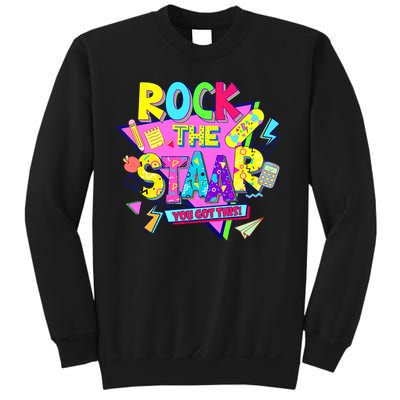 Rock The Staar Test Testing Day Retro Groovy Teacher Stars Sweatshirt