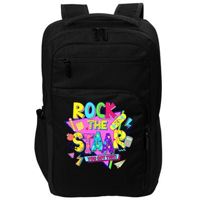 Rock The Staar Test Testing Day Retro Groovy Teacher Stars Impact Tech Backpack