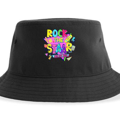 Rock The Staar Test Testing Day Retro Groovy Teacher Stars Sustainable Bucket Hat
