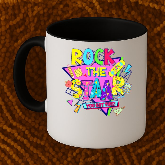 Rock The Staar Test Testing Day Retro Groovy Teacher Stars Mug