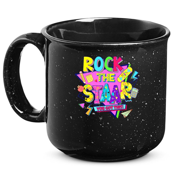 Rock The Staar Test Testing Day Retro Groovy Teacher Stars 15oz Campfire Ceramic Mug