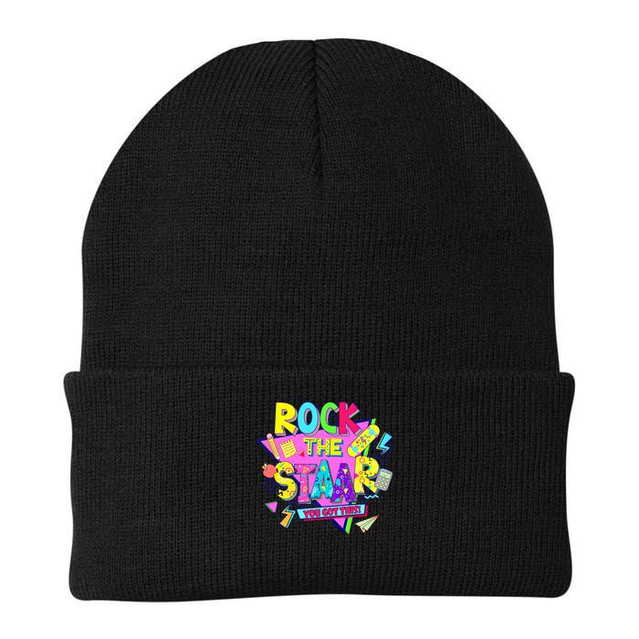 Rock The Staar Test Testing Day Retro Groovy Teacher Stars Beanie