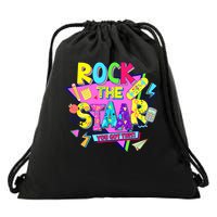 Rock The Staar Test Testing Day Retro Groovy Teacher Stars Drawstring Bag