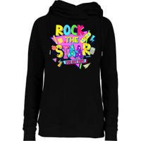 Rock The Staar Test Testing Day Retro Groovy Teacher Stars Womens Funnel Neck Pullover Hood