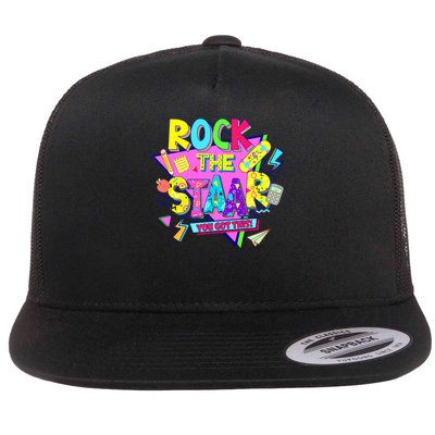 Rock The Staar Test Testing Day Retro Groovy Teacher Stars Flatbill Hat