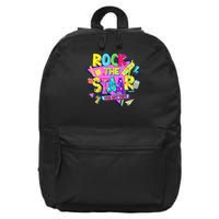 Rock The Staar Test Testing Day Retro Groovy Teacher Stars 16 in Basic Backpack