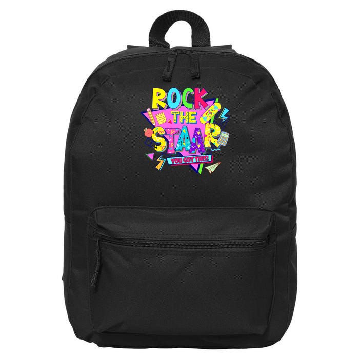 Rock The Staar Test Testing Day Retro Groovy Teacher Stars 16 in Basic Backpack