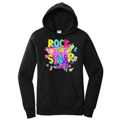 Rock The Staar Test Testing Day Retro Groovy Teacher Stars Women's Pullover Hoodie