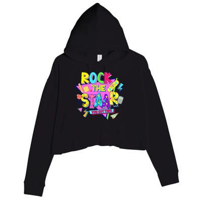 Rock The Staar Test Testing Day Retro Groovy Teacher Stars Crop Fleece Hoodie