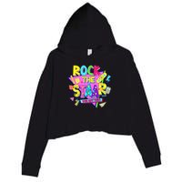 Rock The Staar Test Testing Day Retro Groovy Teacher Stars Crop Fleece Hoodie
