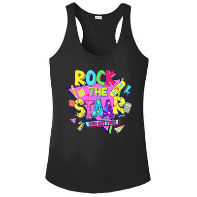 Rock The Staar Test Testing Day Retro Groovy Teacher Stars Ladies PosiCharge Competitor Racerback Tank