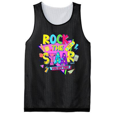 Rock The Staar Test Testing Day Retro Groovy Teacher Stars Mesh Reversible Basketball Jersey Tank