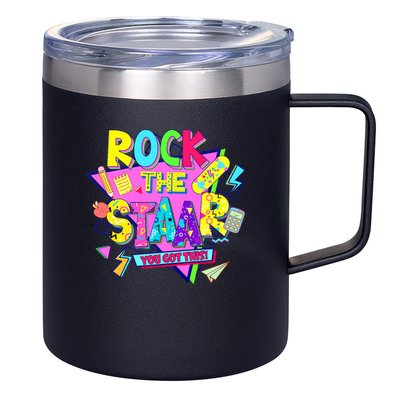 Rock The Staar Test Testing Day Retro Groovy Teacher Stars 12oz Stainless Steel Coffee Mug
