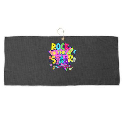 Rock The Staar Test Testing Day Retro Groovy Teacher Stars Large Microfiber Waffle Golf Towel