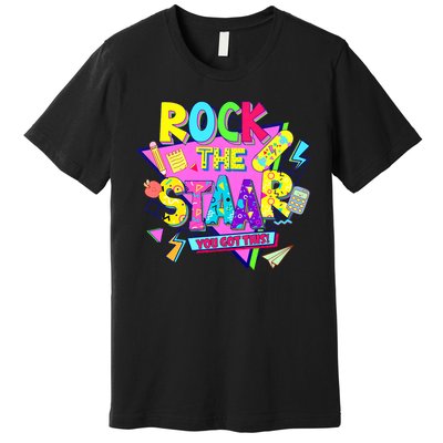 Rock The Staar Test Testing Day Retro Groovy Teacher Stars Premium T-Shirt