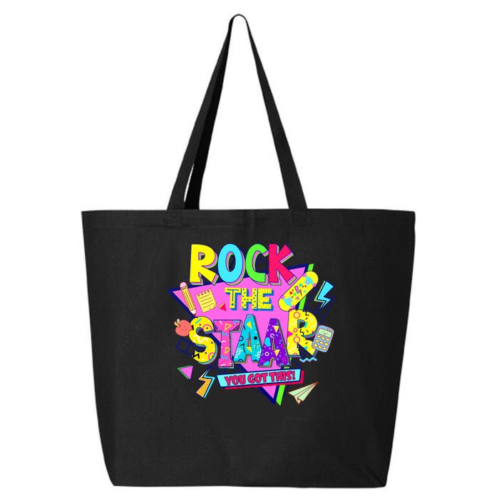 Rock The Staar Test Testing Day Retro Groovy Teacher Stars 25L Jumbo Tote
